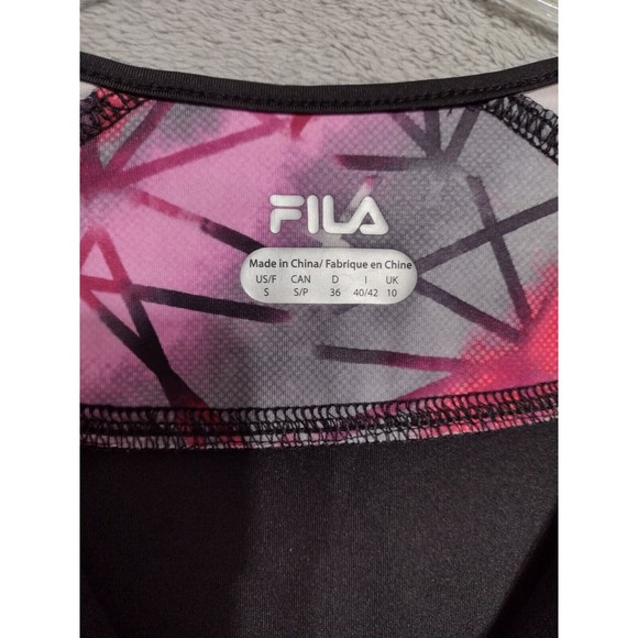 FILO Athletic Tee Women's Small Stretchy 1/4 Zip Black Red Pink Geometric Print - Picture 8 of 11